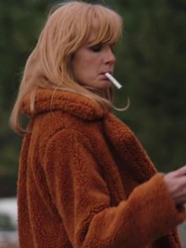 Kelly Reilly Yellowstone Orange Shearling Coat
