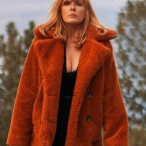 Kelly Reilly Yellowstone Orange Shearling Coat