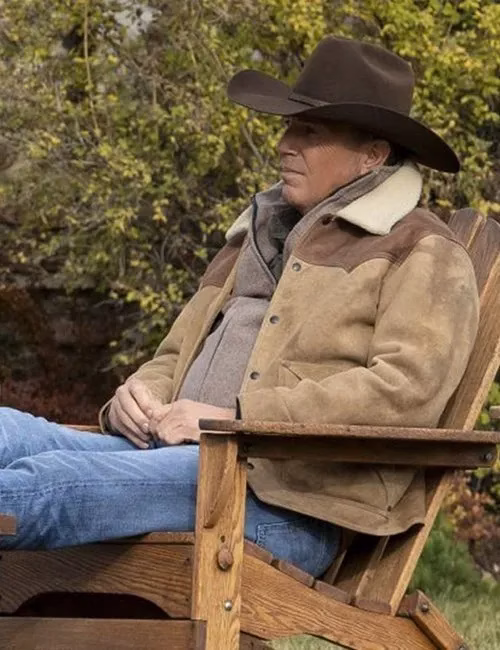 Yellowstone S03 John Dutton Shearling Brown Jacket