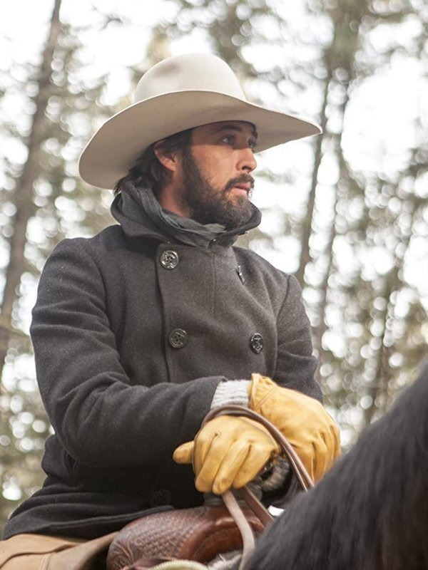 Ryan Bingham Yellowstone Black Peacoat