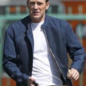 Captain America Chris Evans Winter Soldier Leather Jacket Blue