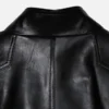 Mens Standing Collar Black Leather Jacket - Image 3