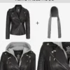 Women's Fur Hooded Black Leather Jacket