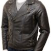Men's Vintage Buckled Waist Biker Leather Jacket
