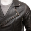 Men's Vintage Buckled Waist Biker Leather Jacket - Image 4