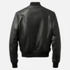 Mens Black Leather Bomber Jacket - Image 2