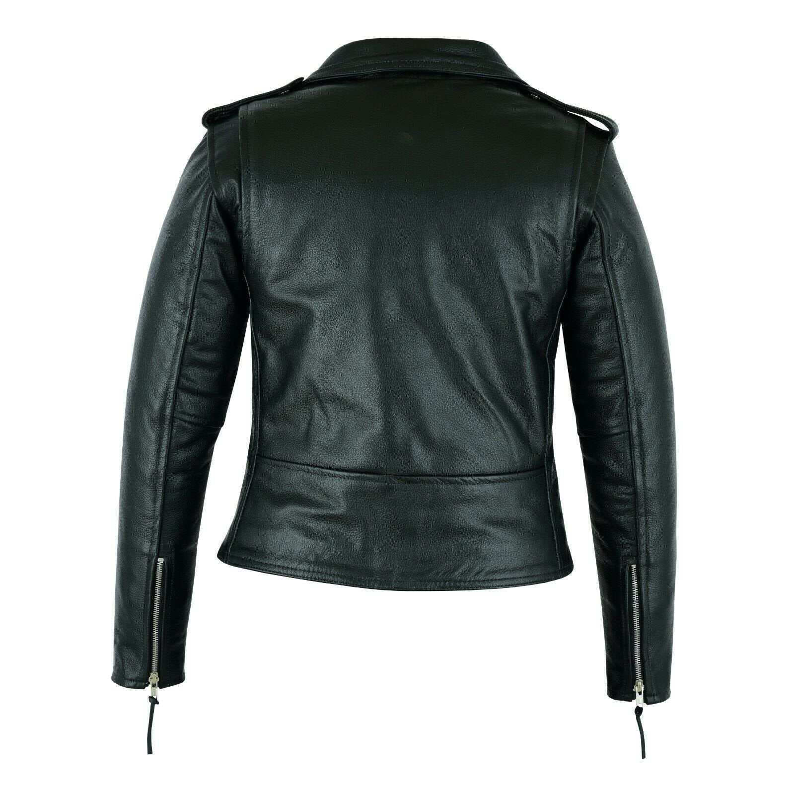 Women Brando Style Leather Motorcycle Jacket Black