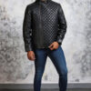 black diamond quilted leather jacket
