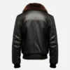Men's Black Bomber Shearling Aviator Leather Jacket - Image 2