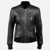 Women's Black Bomber Leather Jacket