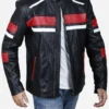 Biker Red Black Leather Jacket Men - Image 3
