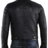 Mens Snap Tab Collar Quilted Leather Jacket