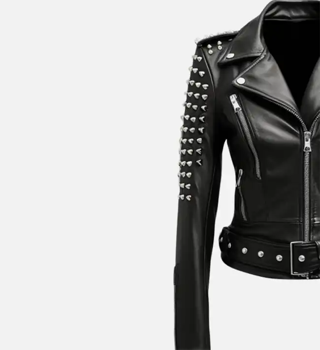 Womens Studded Leather Biker Jacket