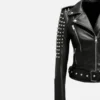 Womens Biker Studded Leather Jacket - Image 4