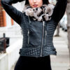Womens Quilted Leather Motorcycle Jacket - Image 10