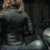 Womens Leather Motorcycle Jacket - Image 3