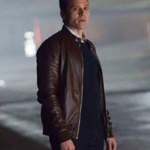 Kevin Ryan Castle Brown Leather Bomber Jacket