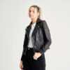 Women’s Zip Up Moto Biker Leather Jacket