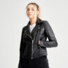 Women’s Zip Up Moto Biker Leather Jacket