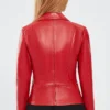 Womens Slim Fit Military Style Leather Jacket Red