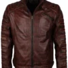 dark brown padded mens fashion leather jacket outfits
