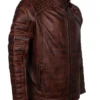 dark brown padded mens fashion leather jacket wear