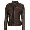 Women’s Distressed Brown Leather Jacket