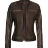Women’s Distressed Brown Leather Jacket