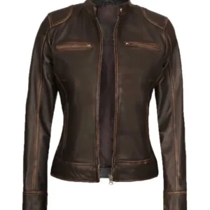 Women’s Distressed Brown Leather Jacket