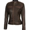 Women’s Distressed Brown Leather Jacket