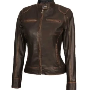 Women’s Distressed Brown Leather Jacket