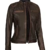 Women’s Distressed Brown Leather Jacket