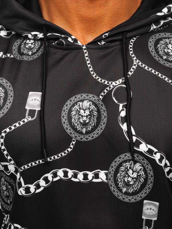 Black Printed Hoodie - Image 3