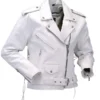 Womens White Motorcycle Leather Jacket - Image 5