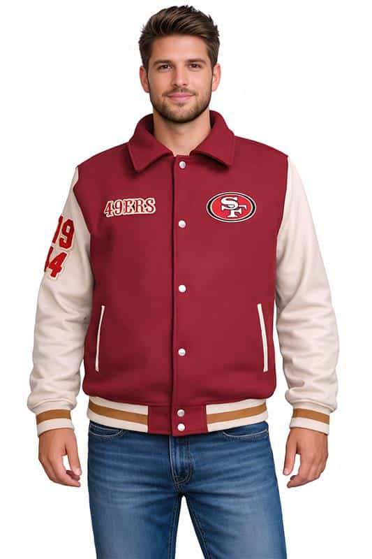 Abercrombie San Francisco 49ers Varsity Bomber Jacket - Image 5