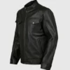 Men's 4 Pockets Black Leather Jacket