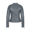 Womens Grey Biker Leather Jacket - Image 2