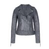 Womens Grey Biker Leather Jacket