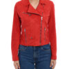 Women's Red Suede Leather Motor Jacket