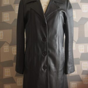 Womens Black Vintage Leather Coat