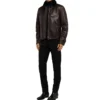 Mens Luxury Shearling Black Leather Jacket - Image 2