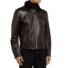 Mens Luxury Shearling Black Leather Jacket
