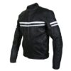Mens Cafe Racer Leather Biker Jacket Blue with White Stripes