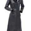 Womens Extra Long Leather Trench Coat