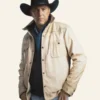 Yellowstone John Dutton Cream Leather Jacket