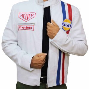 Le Mans Steve McQueen Leather Jacket White