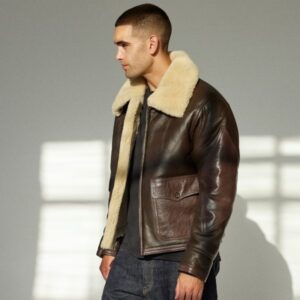 Alternative view of Navy M-445A Flight Leather Shearling Jacket