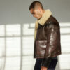 Navy M-445A Flight Leather Shearling Jacket - Image 9