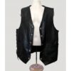 Mens Black Lace Up Biker Leather Vest