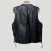 Mens Black Lace Up Biker Leather Vest - Image 8
